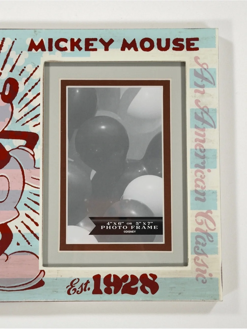 Disney Parks Mickey Mouse Picture Frame Vintage Wood 4x6 5x7 American Classic